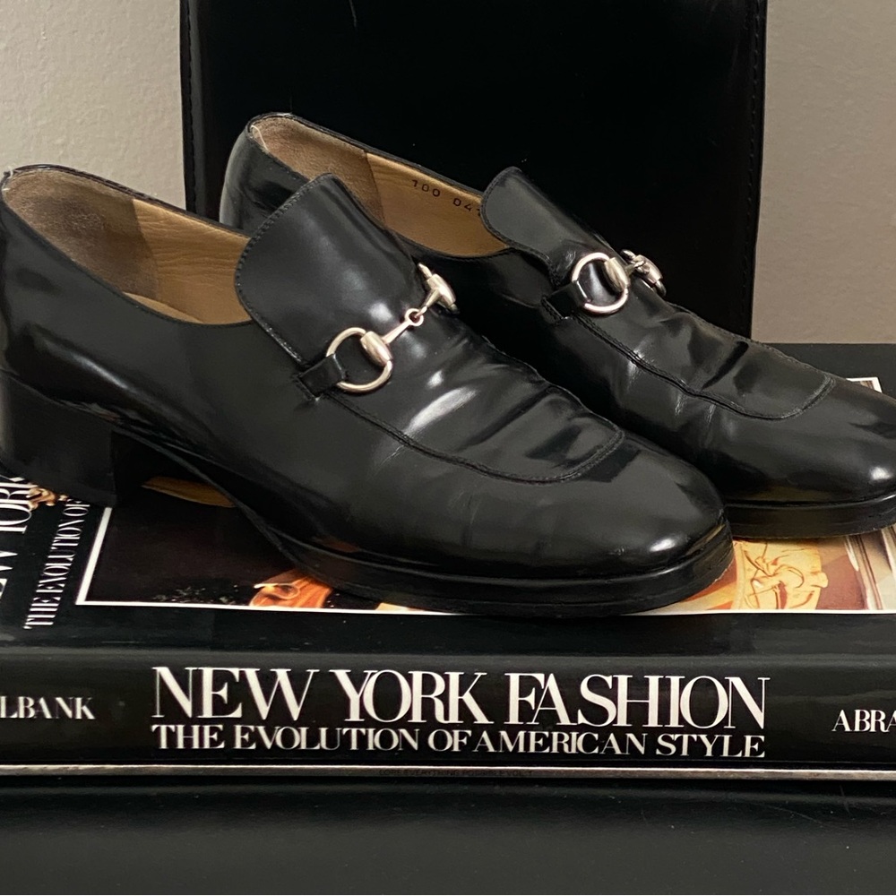 Black leather Gucci loafers